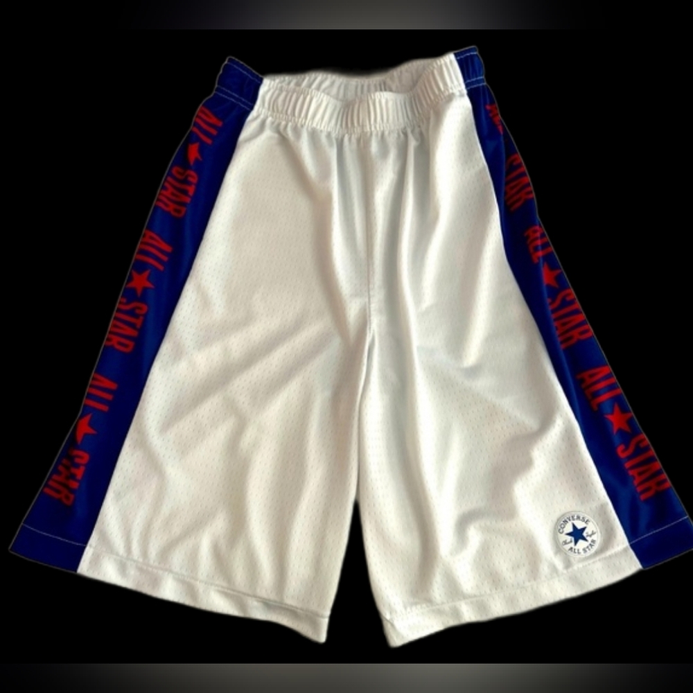 Converse Basketball White Shorts Blue and Red  ALL STAR Accent Youth Large NEW